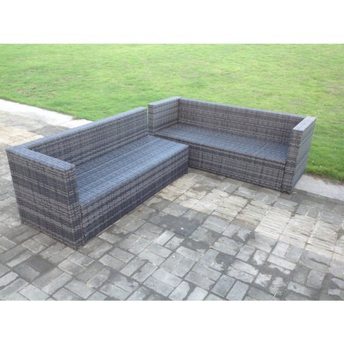 Fimous Rattan Corner Sofa Set Garden Furniture With Chair Coffee Table And Side Table