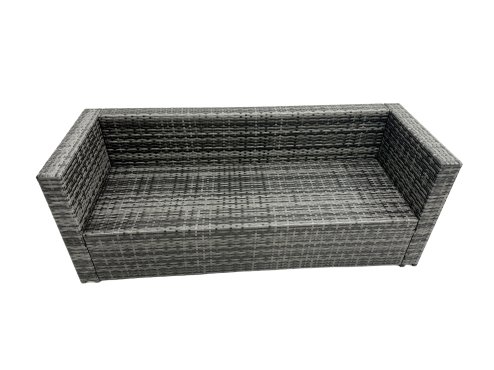 Fimous Rattan Dining Table Sofa Set with Side Table 4 Stools Outdoor 13 Seat Garden Furniture Set Dark Grey Mixed