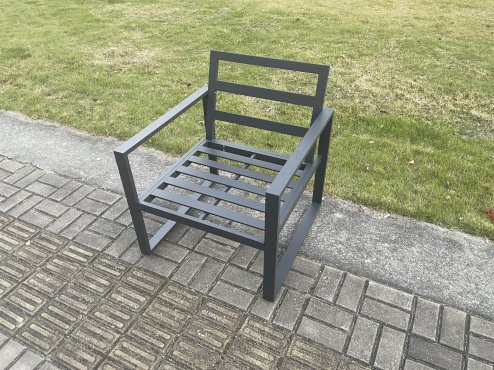 Fimous Aluminium 3 Pieces Garden Furniture Sofa Set Chair with Table Including Cushions Dark Grey