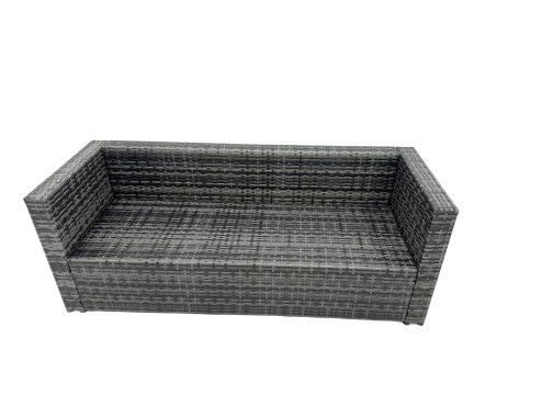 Fimous Rattan Dining Table Sofa Set with 2 Side Tables 2 Small Footstools Outdoor 9 Seat Garden Furniture Set Dark Grey Mixed