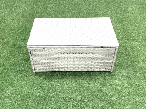 Fimous Rattan Garden Furniture Set with 3 Seater Sofa 2 Chair Rectangular Coffee Table Side Table Light Grey Mixed 5 Seater