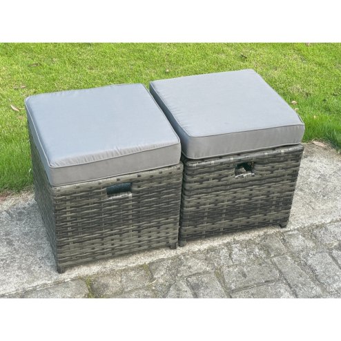 Fimous Outdoor Rattan Garden Furniture Sofa Set Dining Table Curved Arm Lounge Sofa Small Footstools 8 Seater