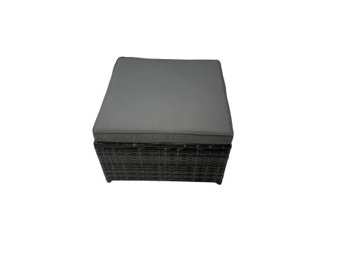 Fimous Outdoor Rattan Oblong Coffee Table Corner Sofa Sets Garden Furniture Set with Big Stool Dark Grey Mixed