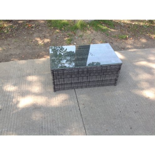 Fimous Rattan Oblong Coffee Table Outdoor Garden Furniture Patio Furniture Dark Grey Mixed