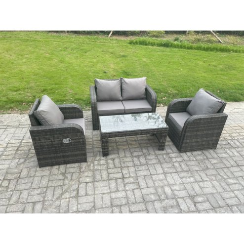 Fimous Outdoor Garden Furniture Sets Wicker Rattan Furniture Sofa Sets with Rectangular Coffee Table Love seat Sofa