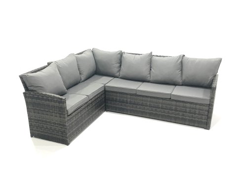 Fimous 9 Seater Outdoor Garden Furniture Set Wicker PE Rattan Corner Sofa Set with Square Coffee Table 2 Big Footstool Dark Grey Mixed