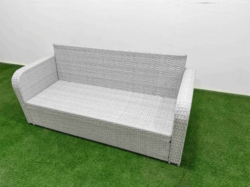 Fimous Outdoor Garden Furniture Sets 6 Seater Wicker Rattan Furniture Sofa Sets with Rectangular Dining Table high Back Lounge Sofa Light Grey