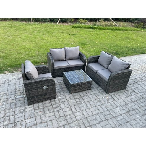 Fimous 4 Piece Garden Furniture Sets 5 Seater Outdoor Patio Furniture Set Weaving Wicker Rattan Sofa Chair and Table with Cushion