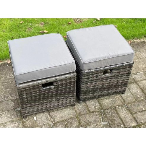 High Back Dark Mixed Grey Rattan Corner Sofa Set Outdoor Furniture Rectangular Dining Table 3 Small Footstools 9 Seater