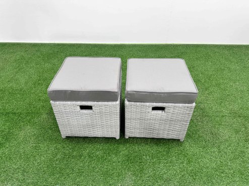 Fimous Outdoor Garden Furniture Sets 8 Seater Wicker Rattan Furniture Sofa Sets with Adjustable Lifting Dining or Coffee Table high Back Lounge Sofa Stools Light Grey