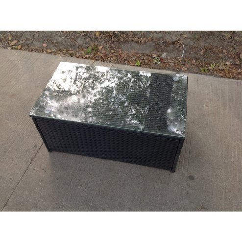Fimous Rattan Oblong Coffee Table Outdoor Garden Furniture Patio Furniture Black