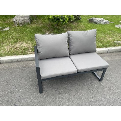 Fimous Aluminum Outdoor Garden Furniture Corner Sofa 3 Arm Chair Adjustable Rising Lifting Dining Table Set Dark Grey 10 Seater