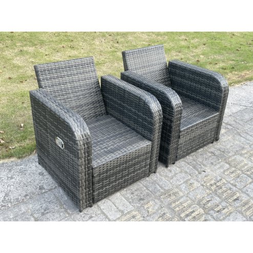 Fimous PE Rattan Garden Furniture Set Adjustable Chair Sofa Lounge Sofa Set Square Coffee Table