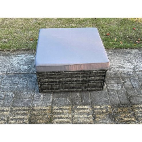 Fimous 9 Seater Outdoor Lounge Sofa Set Wicker PE Rattan Garden Furniture Set with 2 Armchair Oblong Coffee Table Side Table Big Footstool Dark Grey Mixed