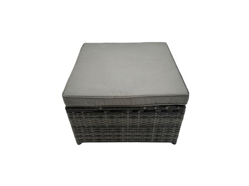 Fimous 10 Seater Wicker PE Rattan Furniture Outdoor Dining Table Double Seat Sofa 4 Stools Set Dark Grey Mixed