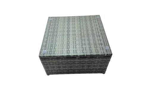 Fimous Poly Rattan Outdoor Patio Coffee Table Corner Sofa Set with 3 Stool Chair for Garden Backyard Dark Grey Mixed