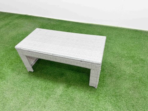 Fimous PE Rattan Lounge Sofa Set 11 Seater Outdoor Garden Furniture Set with Oblong Coffee Table 3 Seater Sofa 2 Stools Light Grey