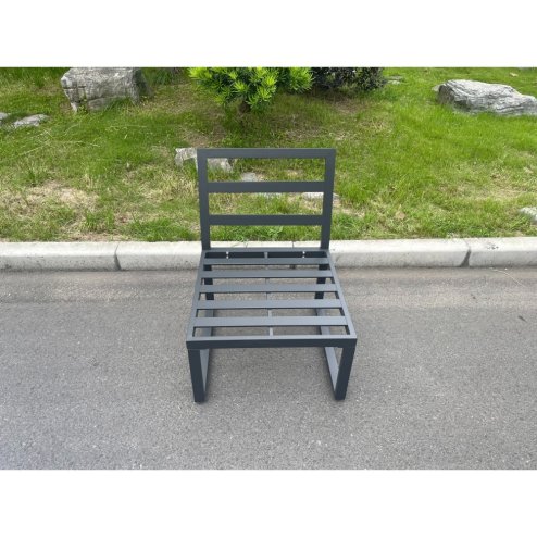 Fimous Aluminum Outdoor Garden Furniture Armless Sofa Chair With Seat And Back Cushion Dark Grey