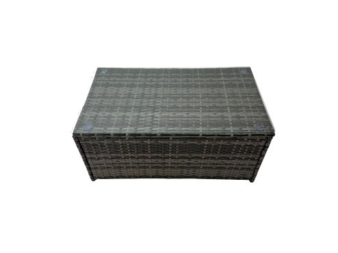 Fimous Patio Sofa Oblong Coffee Table Set Rattan Garden Furniture Set with Big Stool Chair Side Table Dark Grey Mixed