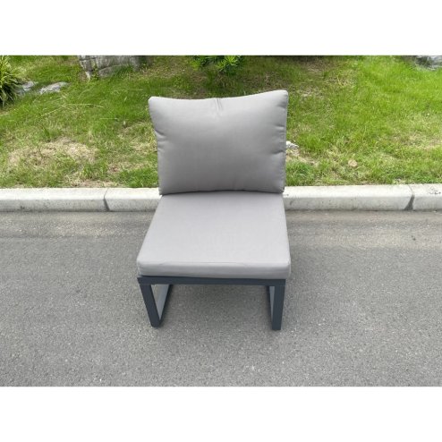 Fimous Aluminum Outdoor Garden Furniture Armless Sofa Chair With Seat And Back Cushion Dark Grey