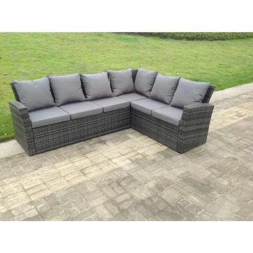 Fimous 9 Seater High Back Rattan Garden Furniture Set Corner Sofa With Oblong Coffee Table Stools With Chair