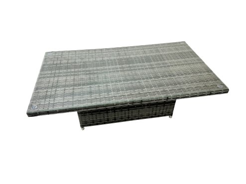 Fimous Poly Rattan Outdoor Patio Height Adjustable Rising Lifting Table Corner Sofa Set with 2 Small Stool,2 Chairs for Garden Backyard Dark Grey Mixed