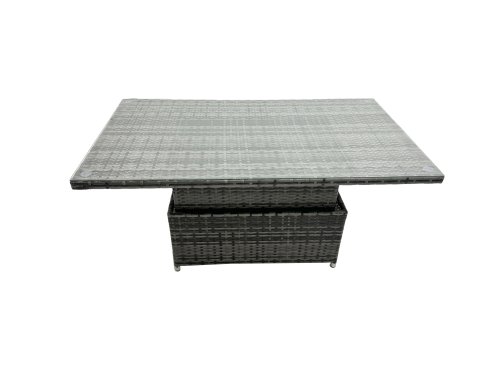 Fimous Rattan Dining Table Sofa Set with Side Table 2 Stools Outdoor 8 Seat Garden Furniture Set Dark Grey Mixed