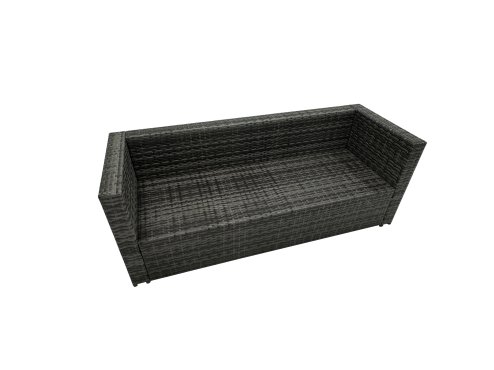 Fimous 8 Pieces Outdoor PE Rattan Garden Furniture Corner Sofa Oblong Coffee Table Set with Cushions 3 Footstools Dark Grey Mixed