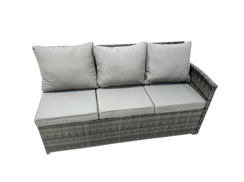 Fimous 11 Seat Poly Rattan Outdoor Patio Oblong Dining Table Corner Sofa Set with 3 Stool 2 Chairs for Garden Backyard Dark Grey Mixed