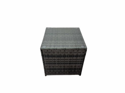 Fimous Outdoor PE Rattan Garden Furniture Sofa Set with Square Coffee Table Chair 2 Big Stools Side Table Dark Grey