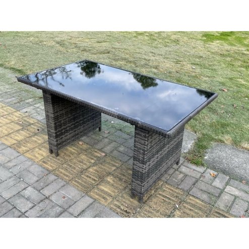Fimous 4 Seat Rattan Garden Furniture Dining Set Table And Chair Sets PE Wicker Patio Outdoor 4 Chairs Black Tempered Glass Table