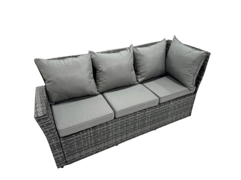 Fimous 12 Seat Poly Rattan Outdoor Patio Coffee Table Corner Sofa Set with 4 Stool 2 Chairs for Garden Backyard Dark Grey Mixed
