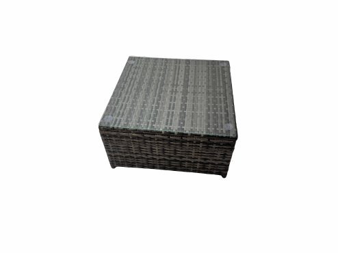 Fimous Outdoor PE Rattan Garden Furniture Sofa Set with Square Coffee Table 2 Big Stools Side Table Dark Grey