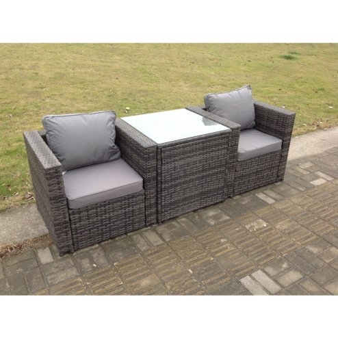 Fimous Rattan Sofa Single Arm Chair Garden Patio Furniture Set With Coffee Table 2 Seater