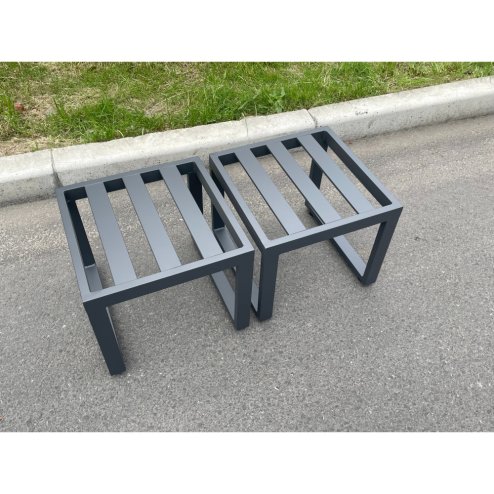 Fimous Aluminum 2 PC Small Footstool Outdoor Garden Furniture With Seat Cushion Patio Furniture Dark Grey