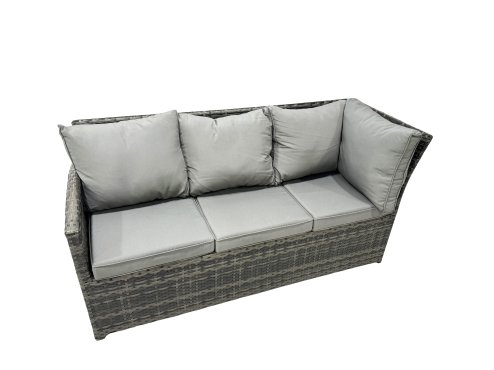 Fimous 12 Seat Poly Rattan Outdoor Patio Dining Table Corner Sofa Set with 4 Stool 2 Chairs for Garden Backyard Dark Grey Mixed