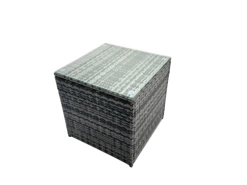 Fimous Outdoor Rattan Garden Furniture Set 8 Seater Patio Lounge Sofa Set with Square Coffee Table Side Table 2 Big Footstools Dark Grey Mixed