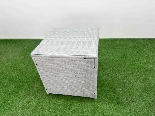 Fimous PE Rattan Lounge Sofa Set 9 Seater Outdoor Garden Furniture Set with Rectangular Coffee Table 3 Seater Sofa Side Table Light Grey