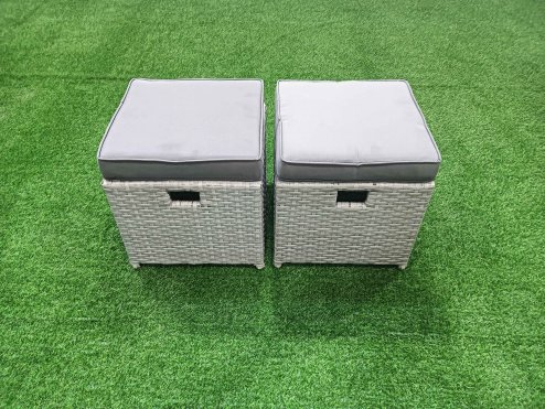 Fimous Garden Outdoor Furniture Set 12 Seater Rattan Sofa Set with 4 Footstools Side Table Light Grey Mixed