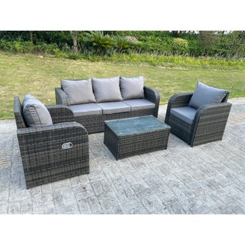 Fimous PE Rattan Garden Furniture Set Adjustable Chair Sofa Lounge Sofa Set Oblong Coffee Table