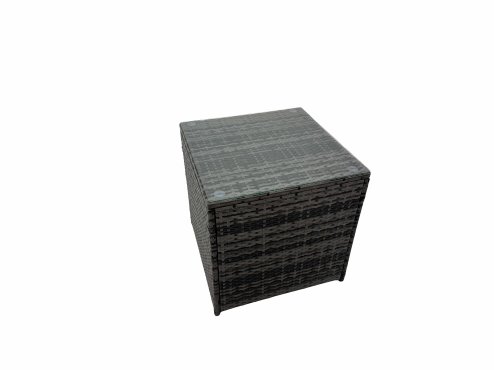 Fimous Rattan garden furniture Patio Furniture Sets with Dining Table 2 Stools Side Table Dark Grey Mixed