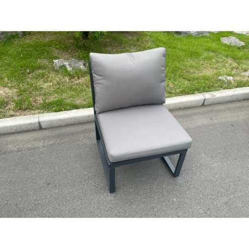Fimous Aluminum Outdoor Garden Furniture Armless Sofa Chair With Seat And Back Cushion Dark Grey