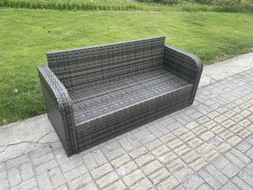 Fimous 12 Seater Wicker Rattan Garden Furniture Set with Rectangular Dining Table 3 Footstools Patio Outdoor Lounge Sofa Set