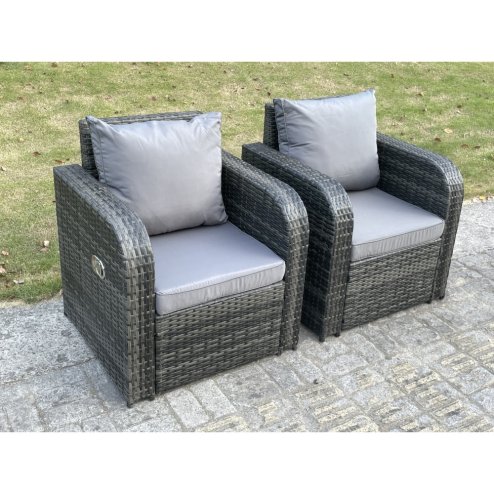 Fimous PE Rattan Garden Furniture Set Adjustable Chair Sofa Lounge Sofa Set Square Coffee Table