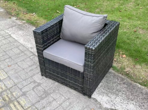 Fimous 5 Seater Wicker Rattan Garden Furniture Rising Table Sets Dark Grey Mix