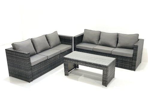 Fimous Garden Outdoor Rattan Furniture Set with Sofa Coffee table Dark Grey Mixed