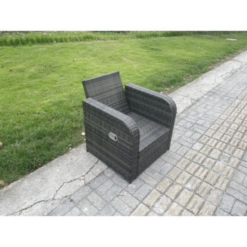 Fimous Wicker PE Rattan Outdoor Furniture Set Garden Love Sofa Coffee Table 2 Armchair Side Table 2 Small Footstools Dark Grey Mixed