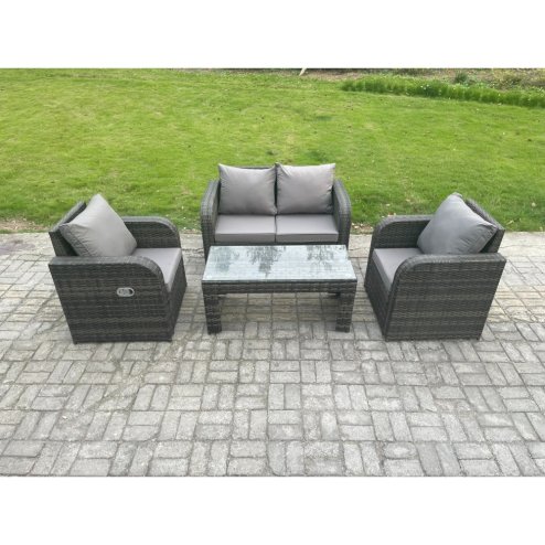 Fimous Outdoor Garden Furniture Sets Wicker Rattan Furniture Sofa Sets with Rectangular Coffee Table Love seat Sofa