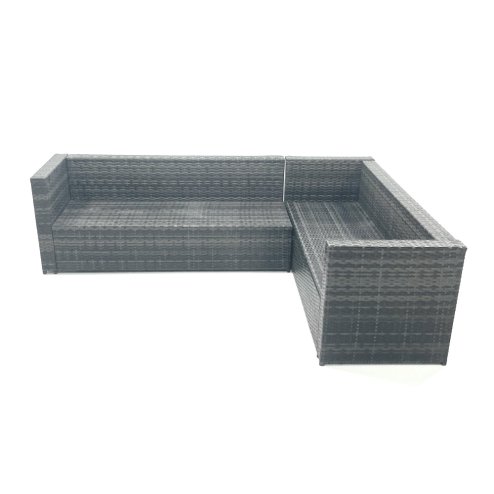 Fimous Outdoor Lounge Rattan Corner Sofa Set 6 Seater Garden Furniture with Small FootStools