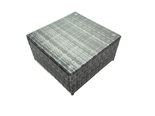 Fimous Outdoor Rattan Garden Furniture Set 6 Seater Patio Lounge Sofa Set with Armchair Square Coffee 2 Table Side Table 2 Small Footstools Dark Grey Mixed